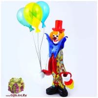 Клоун Сеньор Кьянти с шариками и декантером. Стеклянная фигурка Мурано Италия. 28 см