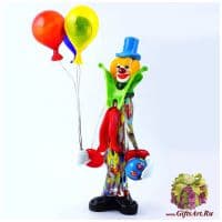 Клоун Сеньор Фортунато с шариками и магическим шаром. Стеклянная фигурка Мурано Италия. 28 см