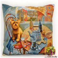 Наволочка гобеленовая новогодняя. С добрым утром! Размер 45х45 см.