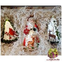 Набор 3 ёлочные игрушки стекло в подарочной упаковке Florentino Collection №11