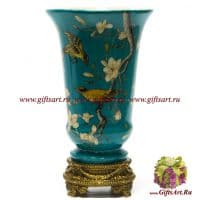 Ваза. Фарфор и бронза. Декор В саду магнолий. Ручная работа. Высота 25 см