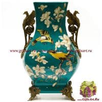 Ваза. Фарфор и бронза. Декор В саду магнолий. Ручная работа. 39 см
