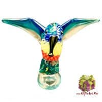 Весёлая колибри. Стеклянная фигурка в стиле Мурано. 21 см