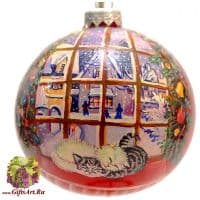 Ёлочный шар из стекла Далматинец и котята Ручная художественная роспись Высота 10 см Подарочная упаковка