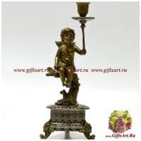 Подсвечник Ангел левый. Фарфор и бронза. Декор Медичи 2. Ручная работа. 30 см