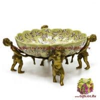 Блюдо большое. Фарфор и бронза. Ручная работа. Декор Исфахан. Диаметр 39 см