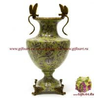 Ваза Две стрекозы. Фарфор и бронза. Декор Исфахан. Ручная работа. Высота 45 см