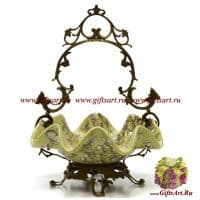 Ваза конфетница. Фарфор и бронза. Декор Исфахан. Ручная работа. Высота 31 см