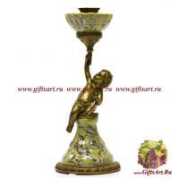 Подсвечник. Фарфор и бронза. Декор Исфахан. Ручная работа. Высота 25 см