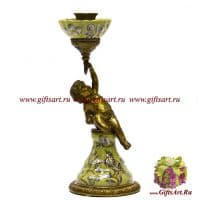 Подсвечник левый. Фарфор и бронза. Декор Исфахан. Ручная работа. Высота 25 см