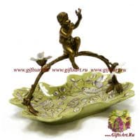 Ваза конфетница. Фарфор и бронза. Декор Исфахан. Ручная работа. Высота 25 см