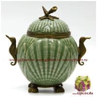 Ваза. Фарфор и бронза. Декор Подводное царство. Ручная работа. Высота 22 см