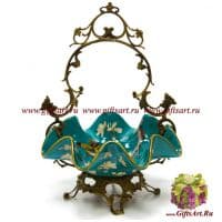 Ваза конфетница. Фарфор и бронза. Декор В саду магнолий. Ручная работа. Высота 31 см