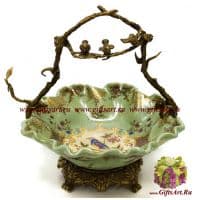 Ваза конфетница. Фарфор и бронза. Ручная работа. Декор Gartenpalais. Высота 25 см