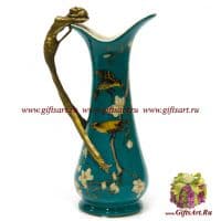 Кувшин. Фарфор и бронза. Декор В саду магнолий. Ручная работа. Высота 23 см