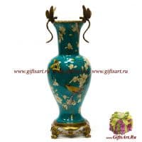 Ваза. Фарфор и бронза. Декор В саду магнолий. Ручная работа. 54 см