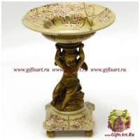 Вазочка Ангел. Фарфор и бронза. Декор Пара птиц в цветущем саду. Ручная работа. Высота 25 см