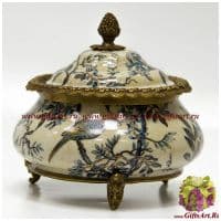 Сахарница вазочка. Фарфор и бронза. Декор Утро в Шенонсо. Ручная работа. 18 см