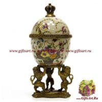 Ваза яйцо Роял. Фарфор и бронза. Декор Мавританский сад. Ручная работа. Высота 25 см