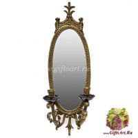Зеркало с подсвечниками. Фарфор и бронза. Ручная работа. 57 см