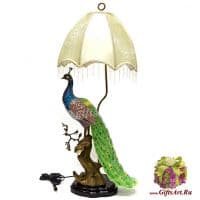 Лампа. Фарфор и бронза. Императорский павлин. Ручная работа. Высота 60 см