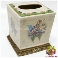 Салфетница. Фарфор и бронза. Декор Ангелы. Высота 15 см. Ручная работа