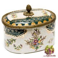 Шкатулка. Фарфор и бронза. Декор Сказочный лес. Ручная работа. Длина 11 см