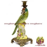 Попугай подсвечник. Фарфор и бронза. Ручная работа. Высота 36 см