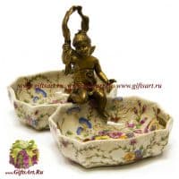 Менажница. Фарфор и бронза. Декор Мавританский сад. Ручная работа. 20 см