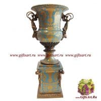 Ваза на колонне. Фарфор и бронза. Коллекция Небесные гирлянды. Ручная работа. 85 см