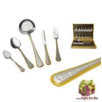 Набор столовых приборов Arabesco Giorinox на 6 персон, 25 предметов, позолота, сталь 18/10,  Италия