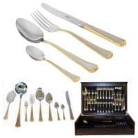 Набор столовых приборов Falperra Gold Face на 12 персон, 75 предметов, сталь 18/10, позолота. Португалия