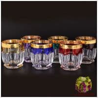 Набор для виски 6 бокалов Сафари Арлекин с золочением. Богемское стекло. 250 мл. Bohemia. Чехия