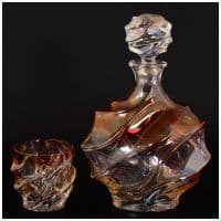 Набор для виски штоф и 6 бокалов Gold Crystal. Богемское стекло. Bohemia. Чехия