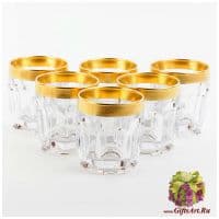 Набор для виски 6 бокалов Сафари Gold с золочением. Богемское стекло. 250 мл. Bohemia. Чехия