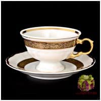 Чайный набор МЛ белый, кобальт, золото на 6 персон 12 предметов. Фарфор. Чехия