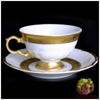 Чайный набор МЛ белый, матовое золото на 6 персон 12 предметов. Фарфор. Чехия