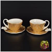 Чайный набор тет-а-тет на двоих Море. Фарфор. Золото. Италия. Подарочная упаковка
