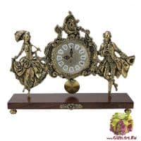 Каминные часы из бронзы Дама и кавалер каштановые 38 см. LB40072. Португалия