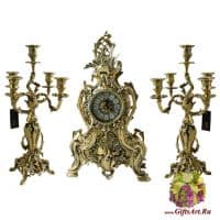 Каминные часы из бронзы Гранд 51 см и канделябрами 47 см. LB33012. Португалия