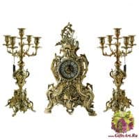 Каминные часы из бронзы Гранд 51 см и канделябрами 50 см. LB53012. Португалия