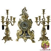 Каминные часы из бронзы Гранд с маятником 51 см и канделябрами 47 см. LB33012. Португалия