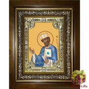 Икона освященная &quot;Константин равноапостольный царь&quot;, 18x24 см, со стразами, в деревянном киоте 24x30 см, 24x30 см