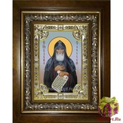 Икона освященная &quot;Кукша Одесский преподобный&quot;, 18x24 см, со стразами, в деревянном киоте 24x30 см, 24x30 см