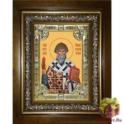 Икона освященная &quot;Спиридон Тримифунтский святитель&quot;, 18x24 см, со стразами, в деревянном киоте 24x30 см, 24x30 см