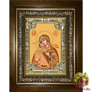 Икона освященная &quot;Владимирская икона Божией Матери&quot;, 18x24 см, со стразами, в деревянном киоте 24x30 см, 24x30 см
