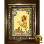 Икона освященная &quot;Василий Блаженный ,Московский чудотворец&quot;, 18x24 см, со стразами, в деревянном киоте 24x30 см, 24x30 см