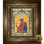 Икона освященная &quot;Владимир равноапостольный Великий князь&quot;, 14x18 см, в деревянном киоте 20x24 см, 20x24 см