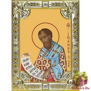 Икона освященная &quot;Иоанн Златоуст ,архиепископ Константинопольский святитель (Иван)&quot; ,18х24см со стразами, 18x24 см