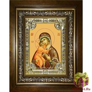 Икона освященная &quot;Владимирская икона Божией Матери&quot;, 18x24 см, со стразами, в деревянном киоте 24x30 см, 24x30 см